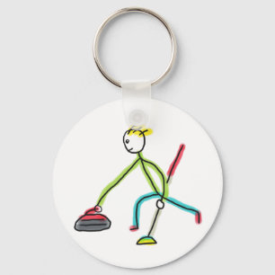 Curling Stickman Keychain