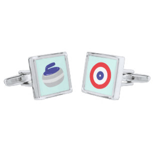 Curling Stone and House Target Fun Curler Cufflinks