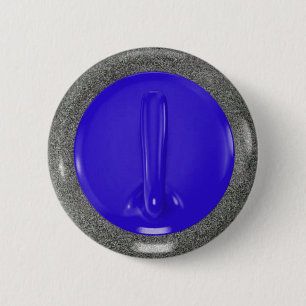 Curling Stone Blue Sports Fun Button