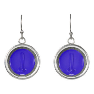 Curling Stone Blue Sports Fun Earrings