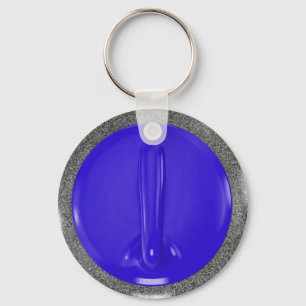 Curling Stone Blue Sports Fun Keychain