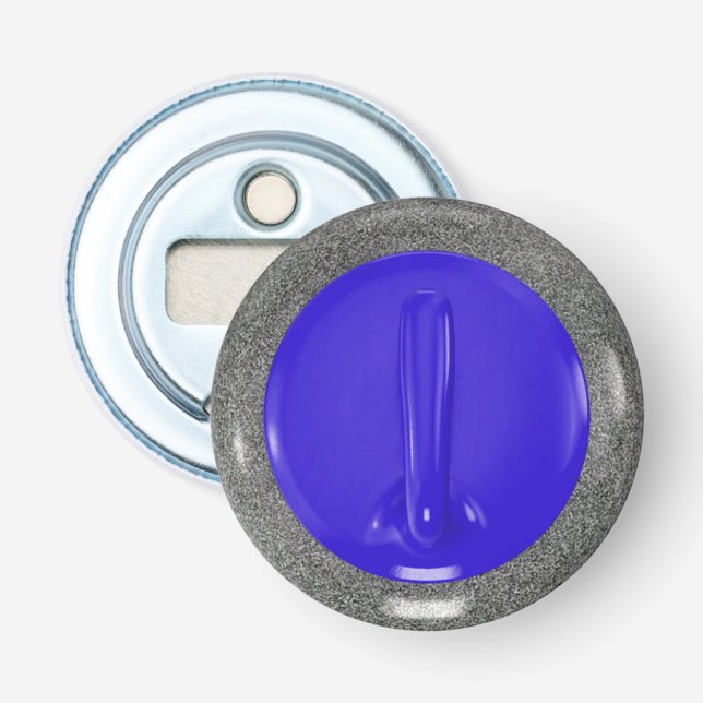 Curling Stone Bottle Opener Blue and Gray (Front)