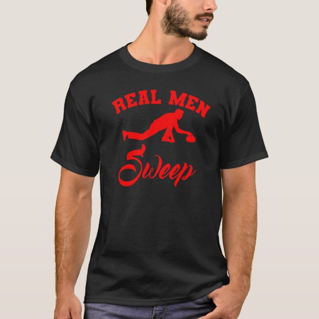 Curling Stone Men Curler Player Ice Winter Sports T-Shirt (Front)