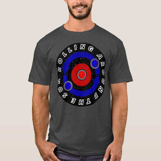 Curling stone rolling like the earths orbit T-Shirt (Front)