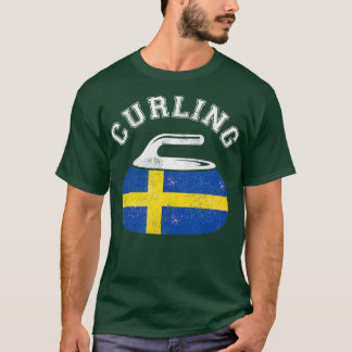 Curling Stone with Flag of Sweden Curling T-Shirt