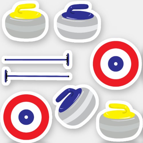 Curling Stones Brooms and Targets Sticker