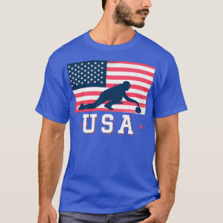 Curling Team Winter Sport American Flag T-Shirt