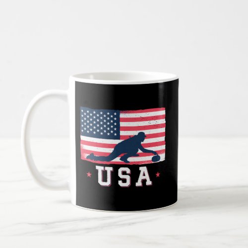 Curling Team Winter Sport American Flag Usa Coffee Mug