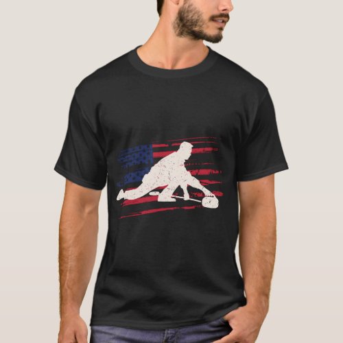 Curling Us Flag Winter For Players T_Shirt