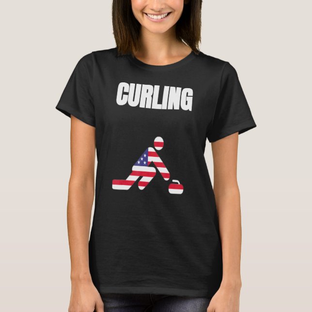 Curling Usa 2021 Flag Shirr Tokyo 2021 Summer Olym T-Shirt (Front)