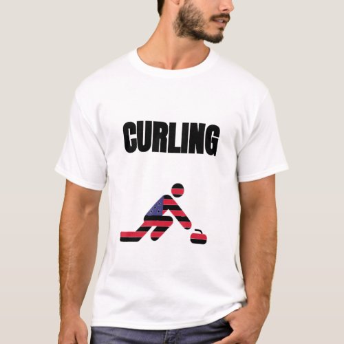 Curling Usa 2021 Flag Shirr Tokyo 2021 Summer Olym T_Shirt
