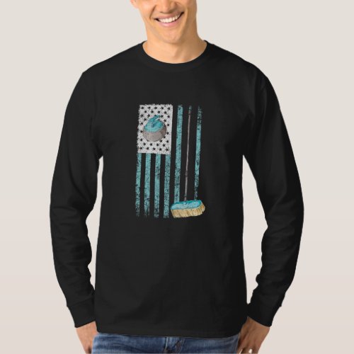 Curling Usa  American Flag Patriotic Winter Sports T_Shirt