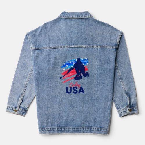 Curling Usa Support The Team T Usa Flag Curl Clean Denim Jacket