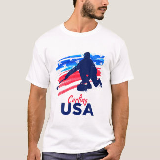 Curling USA Support The Team T USA Flag Curl Clean T-Shirt