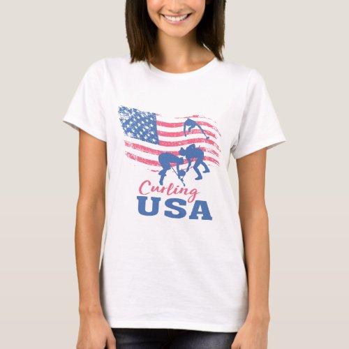 Curling USA Support the Team USA Flag T_Shirt