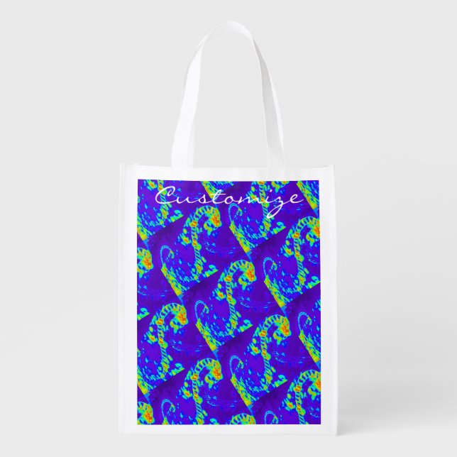 curling waves Thunder_Cove blue/green Reusable Grocery Bag (Front)