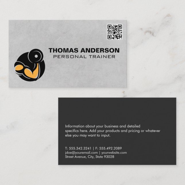 Curling Weights | Fitness Logo | QR Code Business Card (Front/Back)