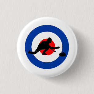 Curling Winter Ice Sport Curler Bullseye Button