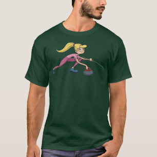 Curling woman ice winter sport T-Shirt
