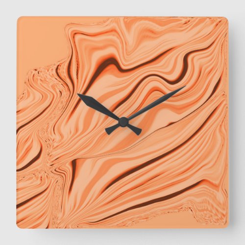 Curlings in tones of orange curved brown cylinder square wall clock