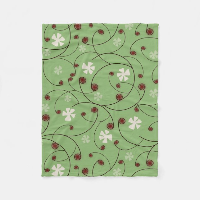 Curls and abstract flowers. fleece blanket (Front)