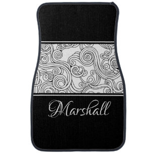 Curls Design Black and White Car Floor Mat