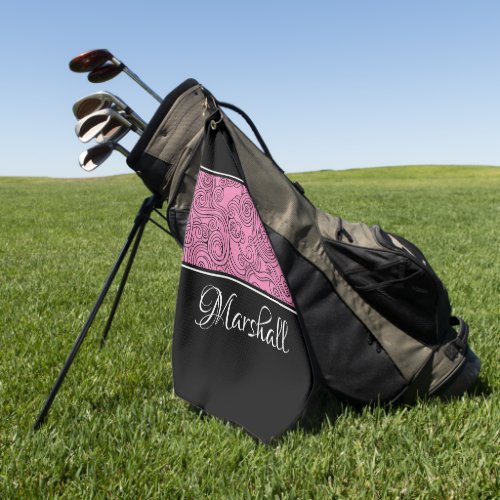 Curls Design Pink Black White Golf Towel