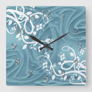 Curls Over Blue With Filigree Floral She Shed Square Wall Clock