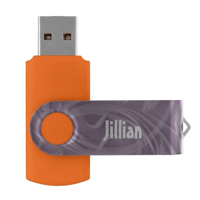 Curls Over Purple Abstract Artwork Template USB Flash Drive (Opened)