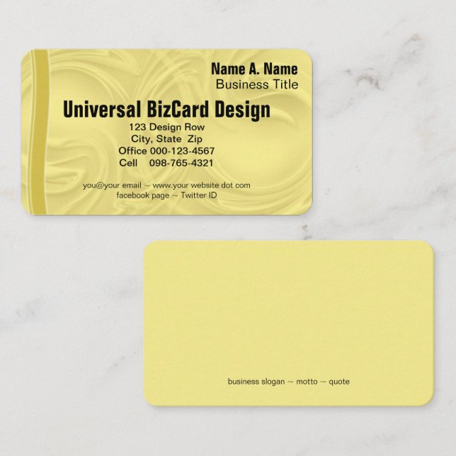 Curls Over Yellow Business Card (Front/Back)