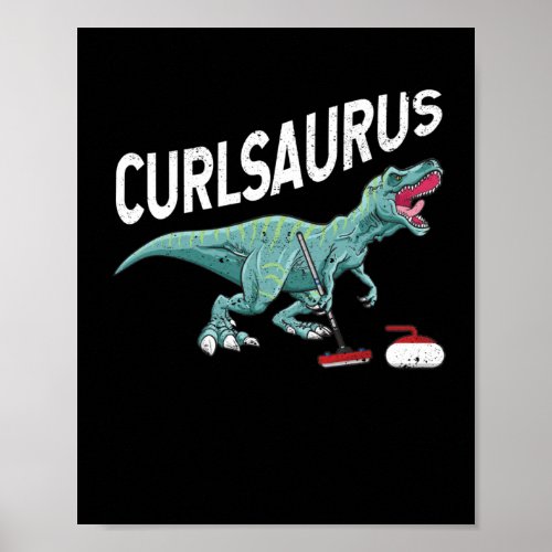 Curlsaurus Curling Saurus Dinosaur Curling Iron Poster