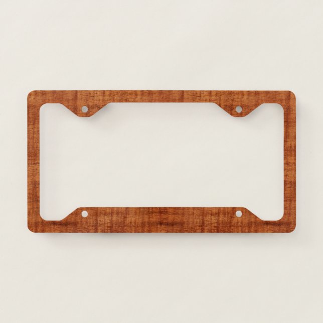 Curly Acacia Wood Grain Look License Plate Frame (Front)