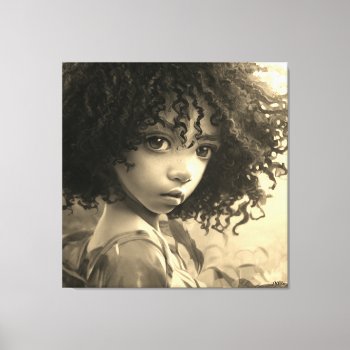Curly Afro Girl Canvas Print by Allita at Zazzle