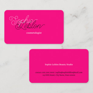 Curly Beauty Calligraphy Bright Pink Cosmetologist Business Card