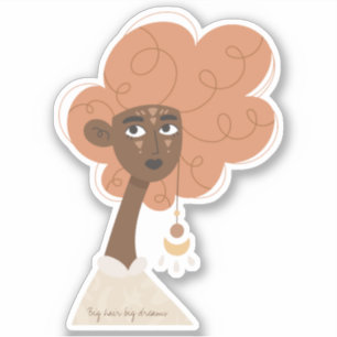 Curly big hair big dreams boho woman star sticker
