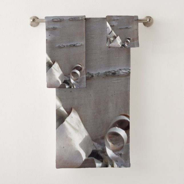 Curly Birch Bark Tree Rustic  Bath Towel Set (Insitu)