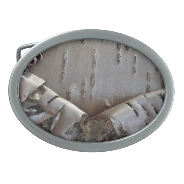 Curly Birch Bark Tree Rustic Belt Buckle (Front)
