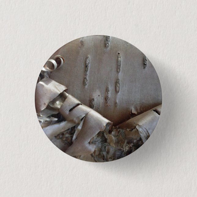 Curly Birch Bark Tree Rustic Button (Front)
