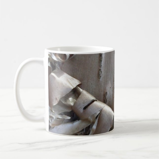 Curly Birch Bark Tree Rustic Coffee Mug (Left)