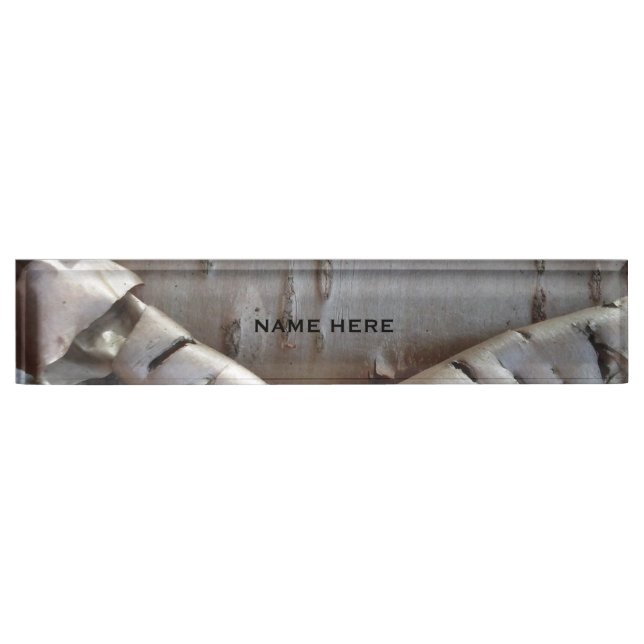 Curly Birch Bark Tree Rustic Desk Name Plate (Front)