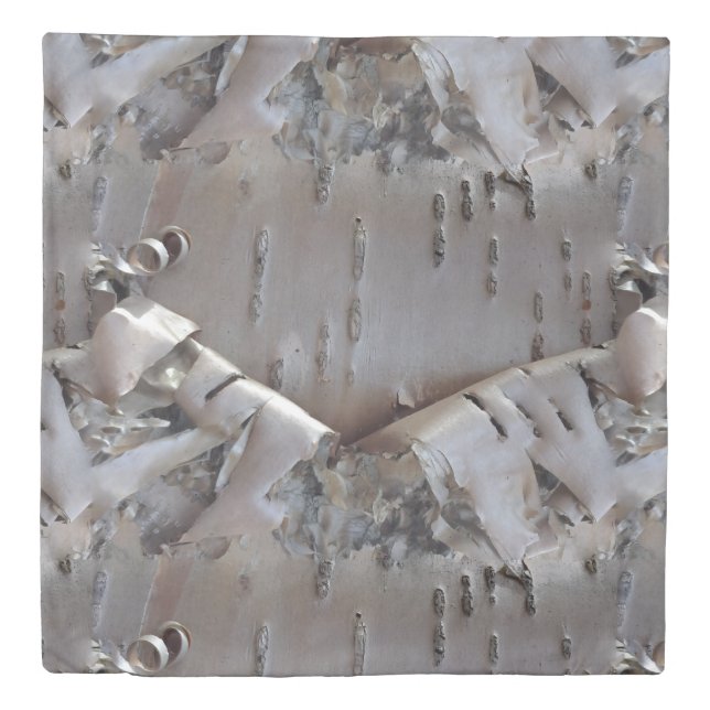 Curly Birch Bark Tree Rustic Duvet Cover (Front)