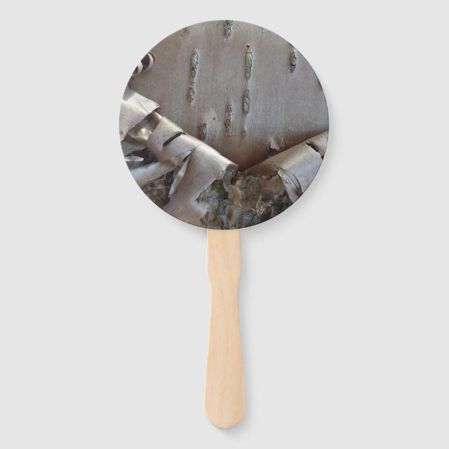 Curly Birch Bark Tree Rustic Hand Fan (Front)