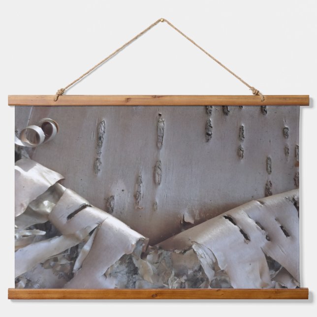 Curly Birch Bark Tree Rustic Hanging Tapestry (Front)