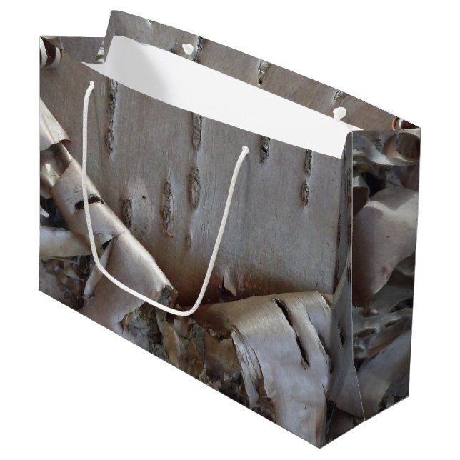 Curly Birch Bark Tree Rustic Large Gift Bag (Front Angled)