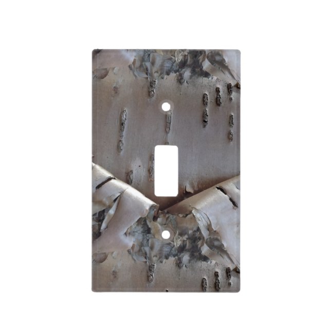 Curly Birch Bark Tree Rustic Light Switch Cover (Front)