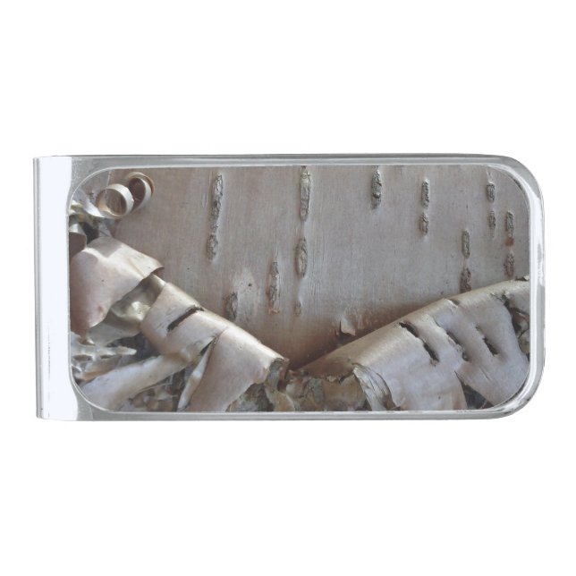 Curly Birch Bark Tree Rustic Money Clip (Front)