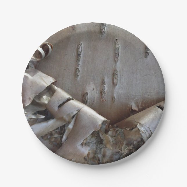 Curly Birch Bark Tree Rustic Paper Plates (Front)