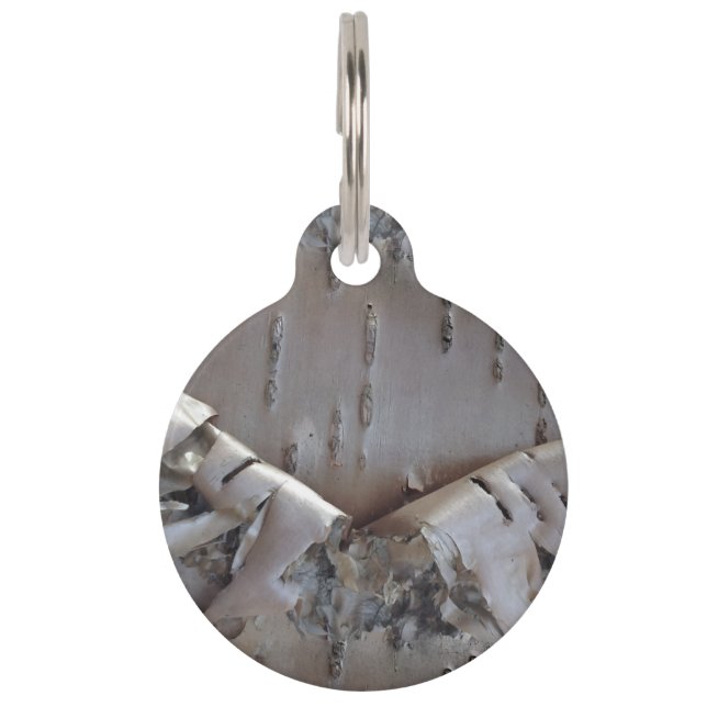 Curly Birch Bark Tree Rustic Pet ID Tag (Front)
