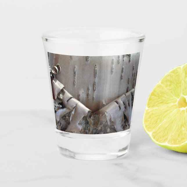 Curly Birch Bark Tree Rustic Shot Glass (Front)