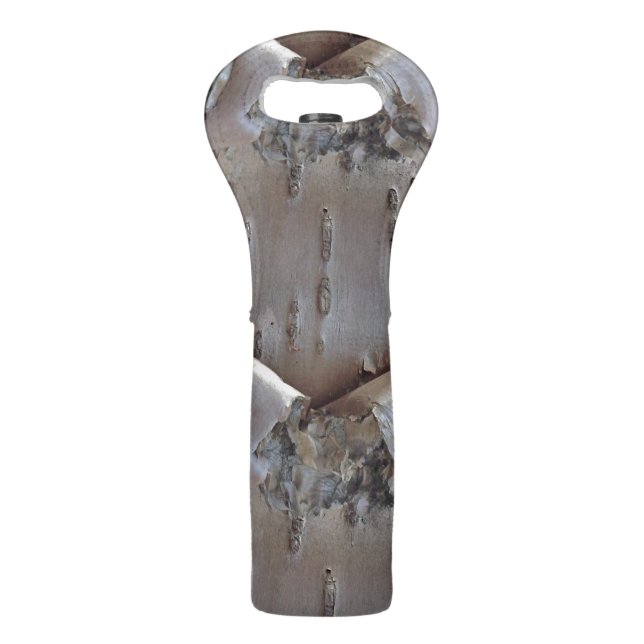 Curly Birch Bark Tree Rustic Wine Tote (Front)